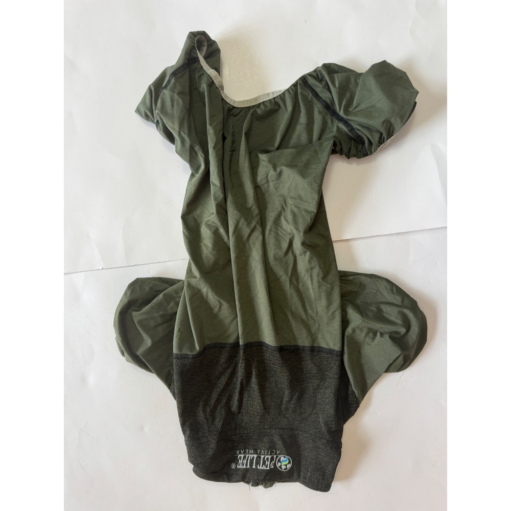 Pet Life Active Wear Sporty Dog Boduit Green Grey Full Body Zip Onesie Large